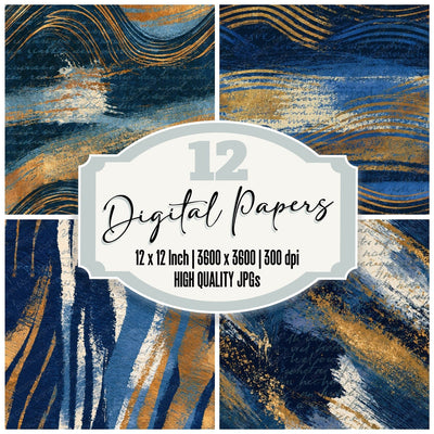 Scratchboard Indigo Ivory Tonal Seamless Digital Paper Pack (DDD014255)