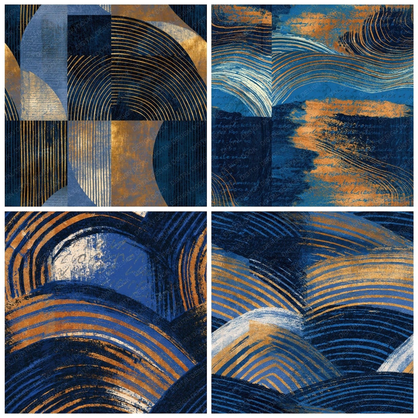 Scratchboard Indigo Ivory Tonal Seamless Digital Paper Pack (DDD014255)