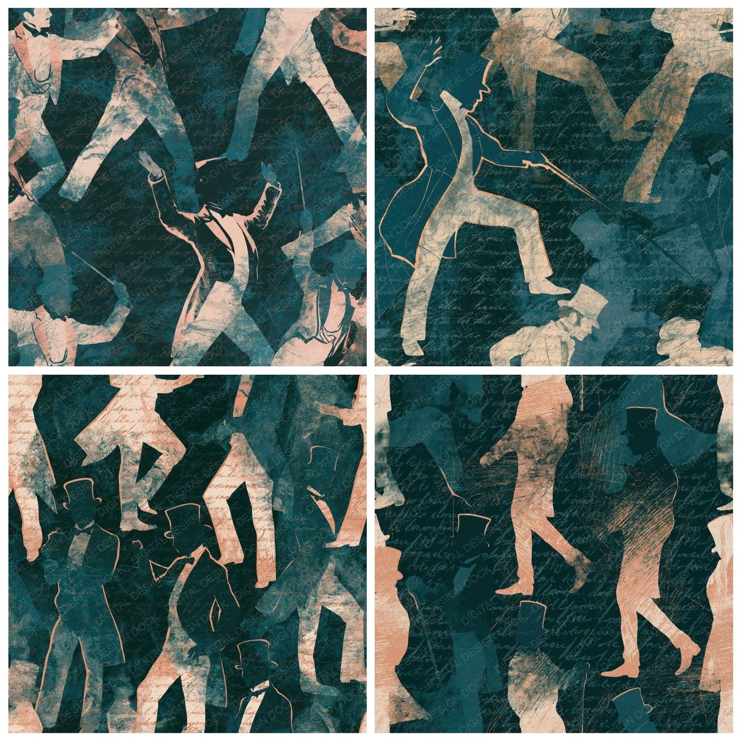 Scratchboard Ringmasters Teal Bone Digital Paper Pack (DDD014256)