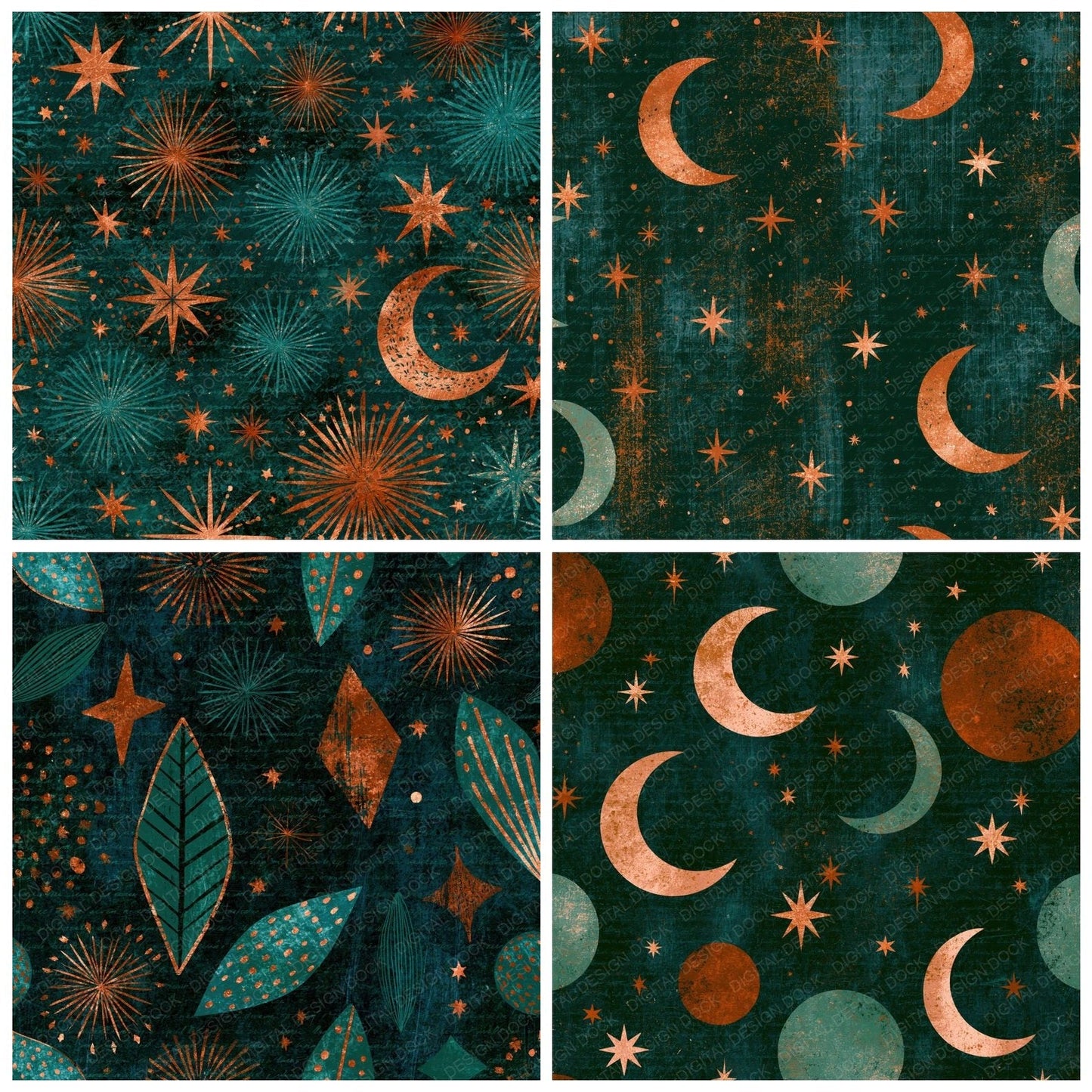 Scratchboard Sweet Dreams Jade Copper Digital Paper Pack (DDD014257)