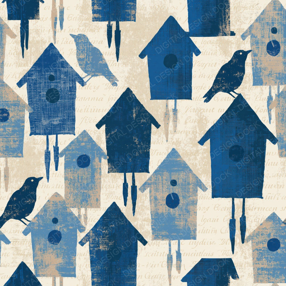 Screenprint Cuckoo Clocks Sapphire Ivory Digital Paper Pack (DDD014258)