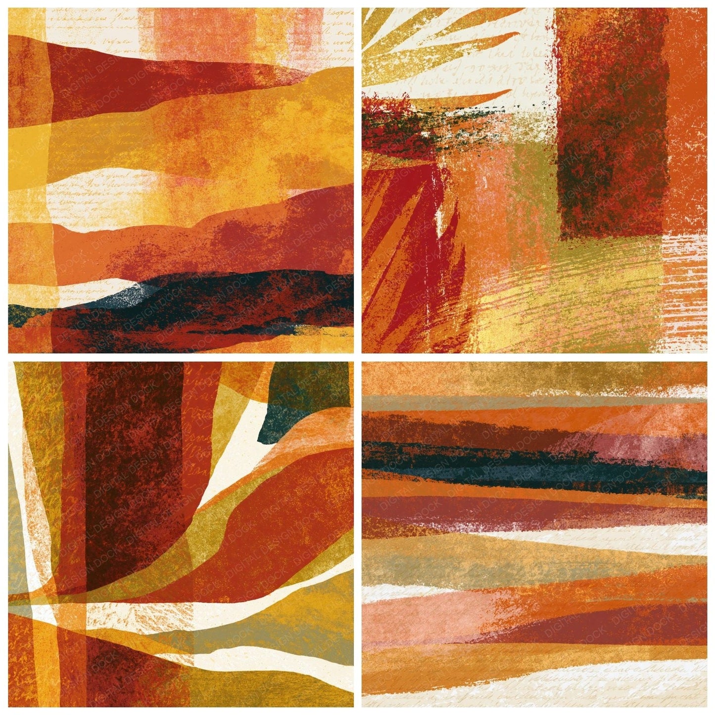 Screenprint Rust Brass Ochre Tonal Digital Paper Pack (DDD014259)