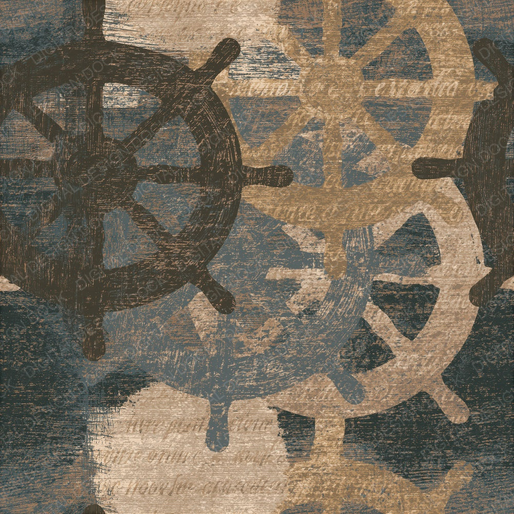 Woodcut Ship Wheels Sepia Seamless Digital Paper Pack (DDD014264)