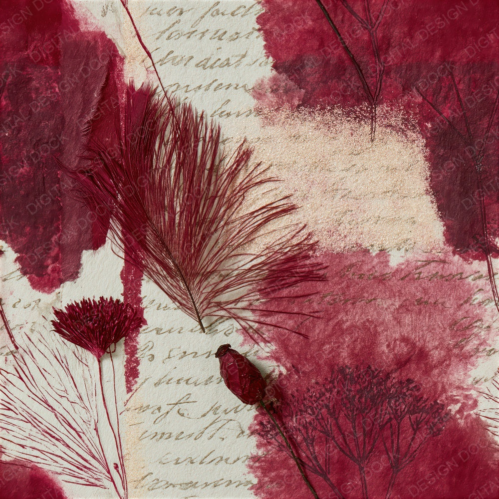 Etching Cherry Currant Ivory Seamless Digital Paper Pack (DDD014267)