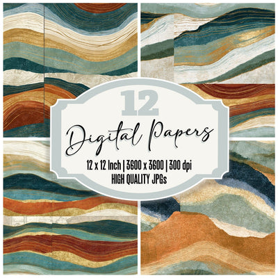 Etching Tobacco Sage Cream Tonal Seamless Digital Paper Pack (DDD014268)