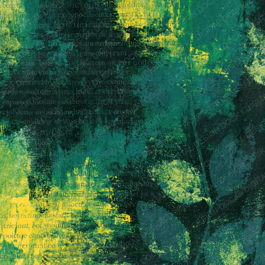 Monoprint Emerald Chartreuse Abstract Digital Paper Pack (DDD014270)