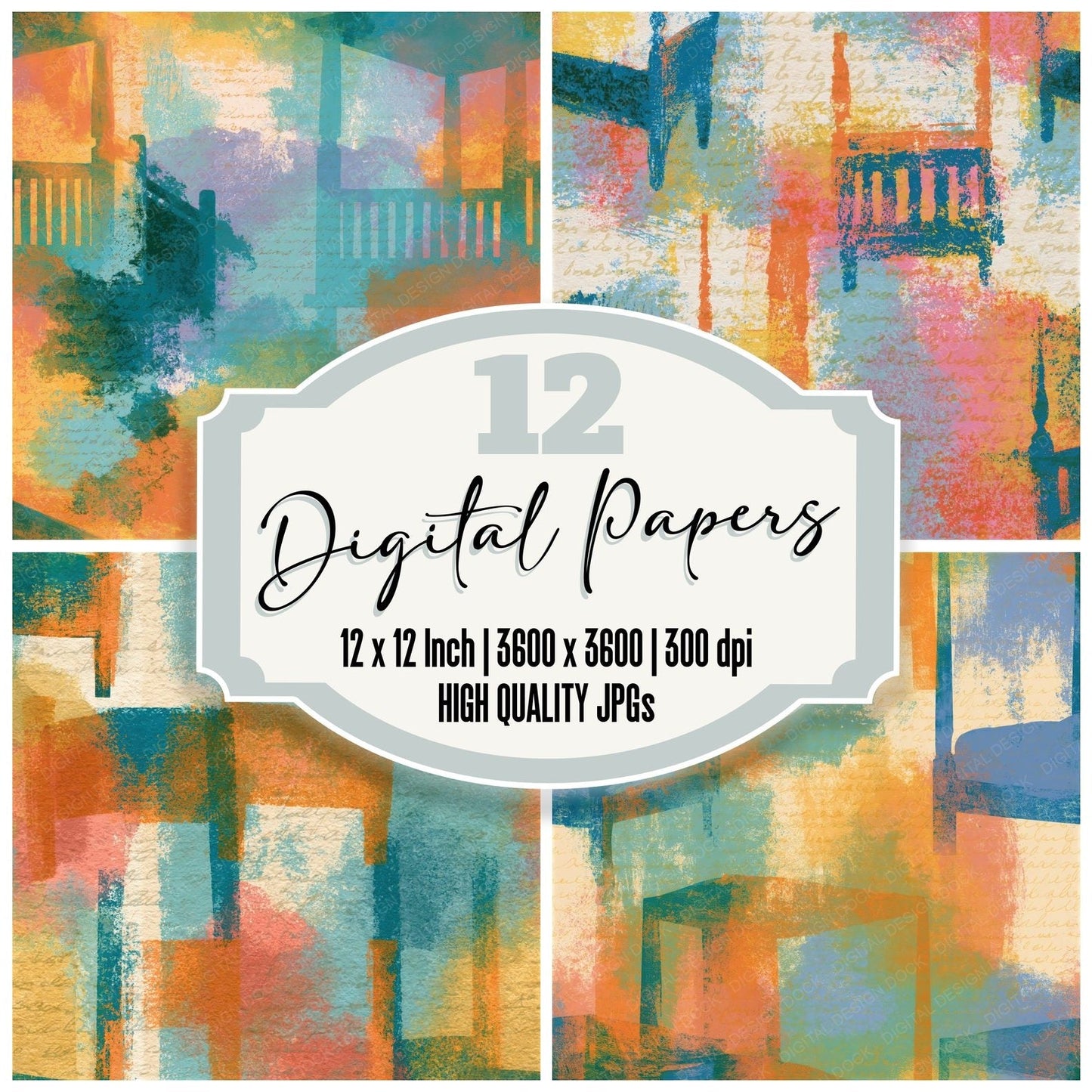 Monoprint Four Poster Beds Mint Strawberry Seamless Digital Paper Pack (DDD014271)