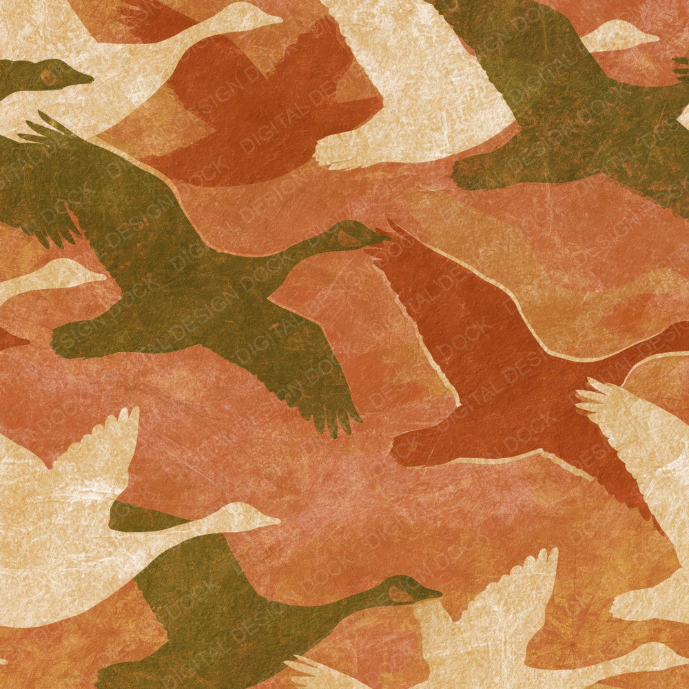 Monoprint Geese Terracotta Olive Digital Paper Pack (DDD014272)