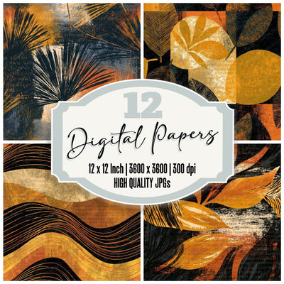 Scratchboard Amber Butter Bone Seamless Digital Paper Pack (DDD014273)
