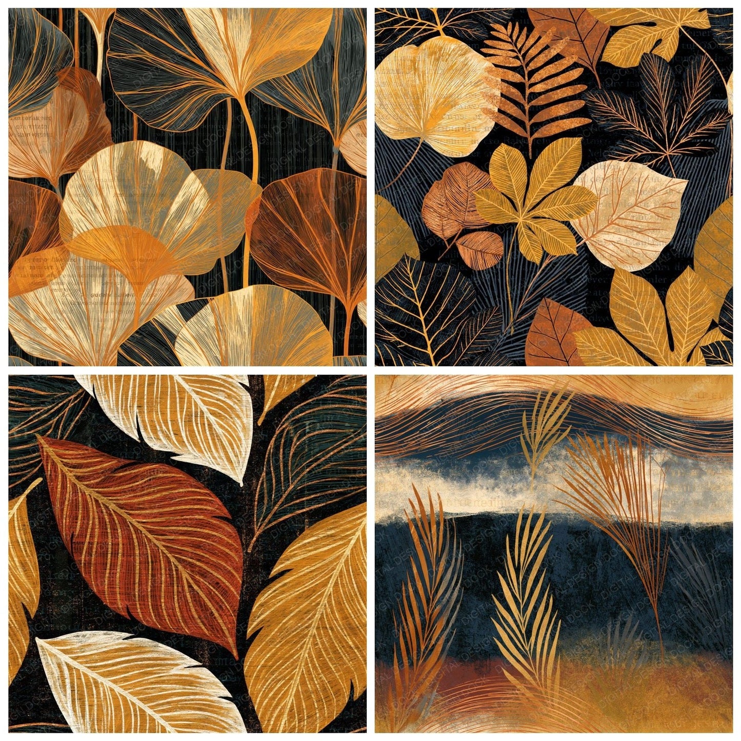 Scratchboard Amber Butter Bone Seamless Digital Paper Pack (DDD014273)
