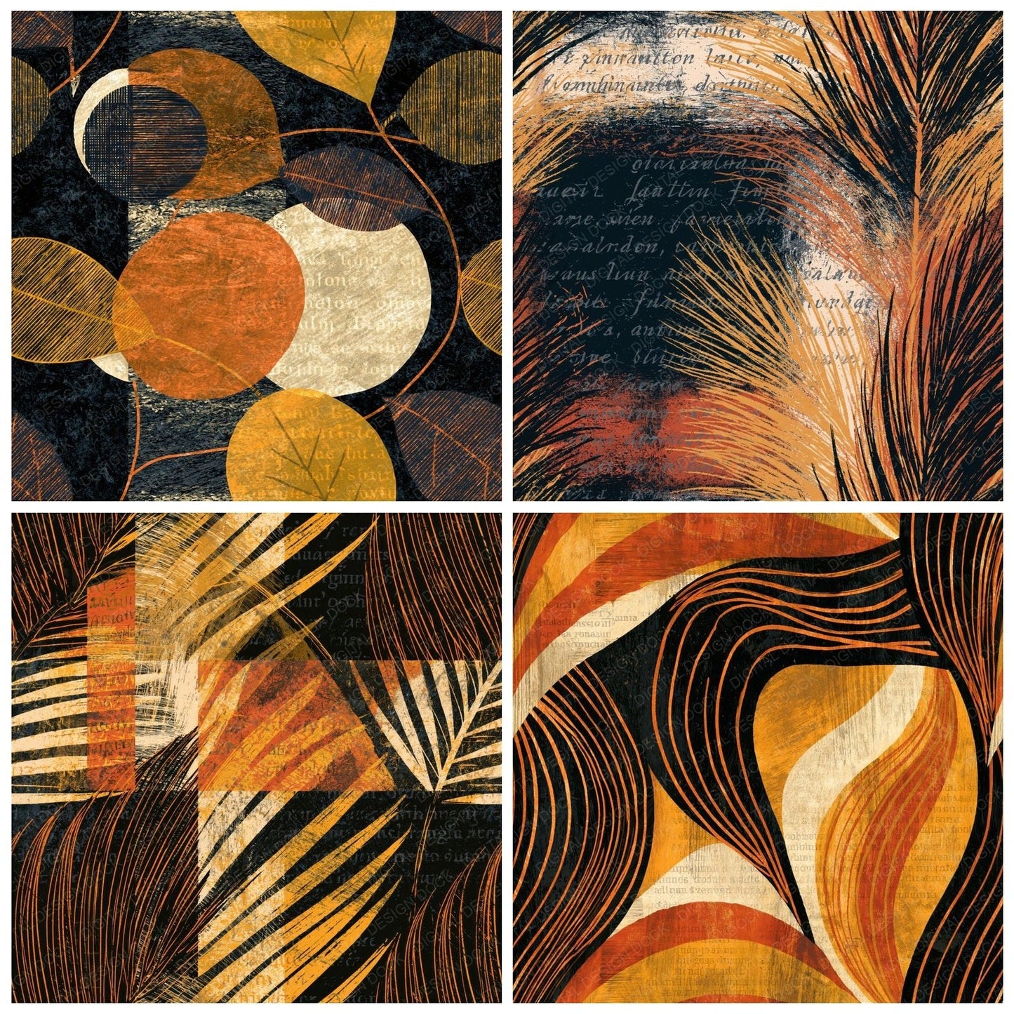 Scratchboard Amber Butter Bone Seamless Digital Paper Pack (DDD014273)