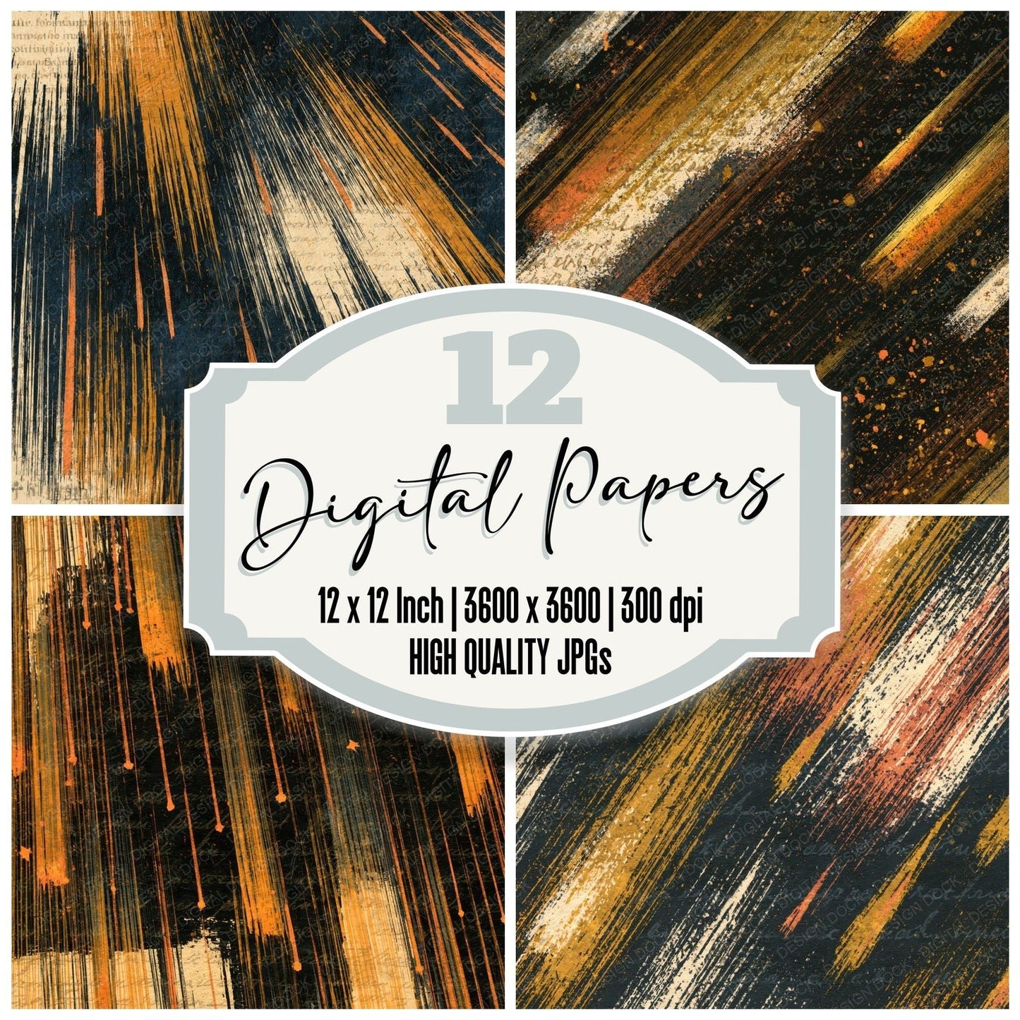 Scratchboard Meteor Honey Mustard Digital Paper Pack (DDD014274)