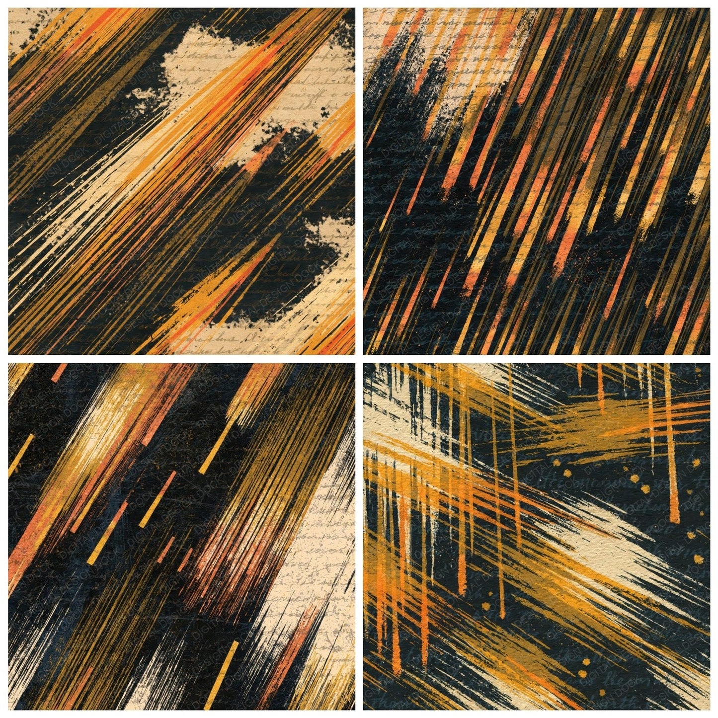 Scratchboard Meteor Honey Mustard Digital Paper Pack (DDD014274)