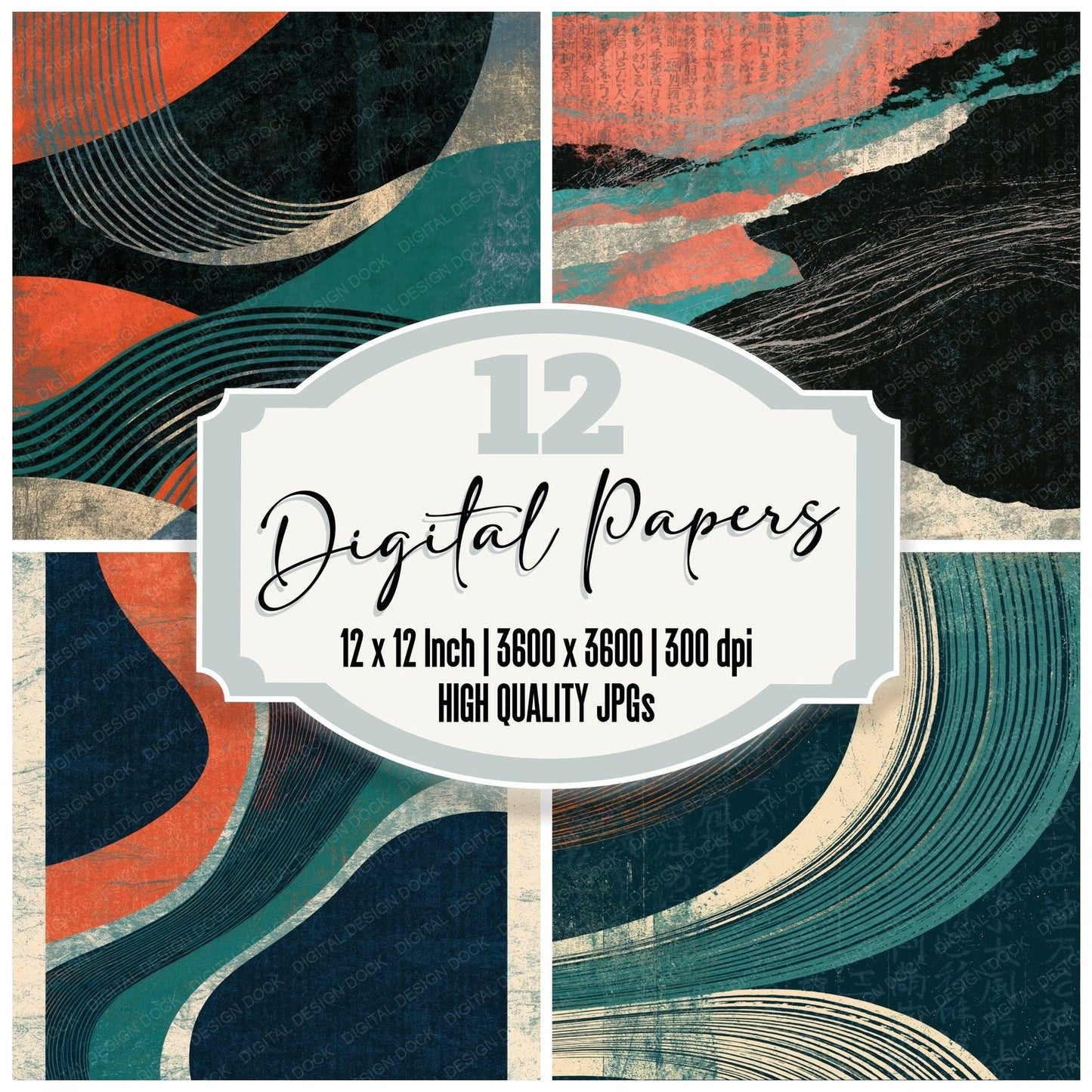 Scratchboard Papaya Jade Texture Digital Paper Pack (DDD014275)