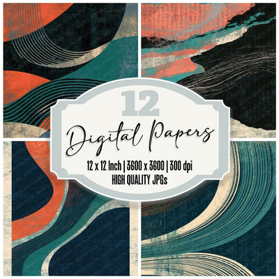 Scratchboard Papaya Jade Texture Digital Paper Pack (DDD014275)