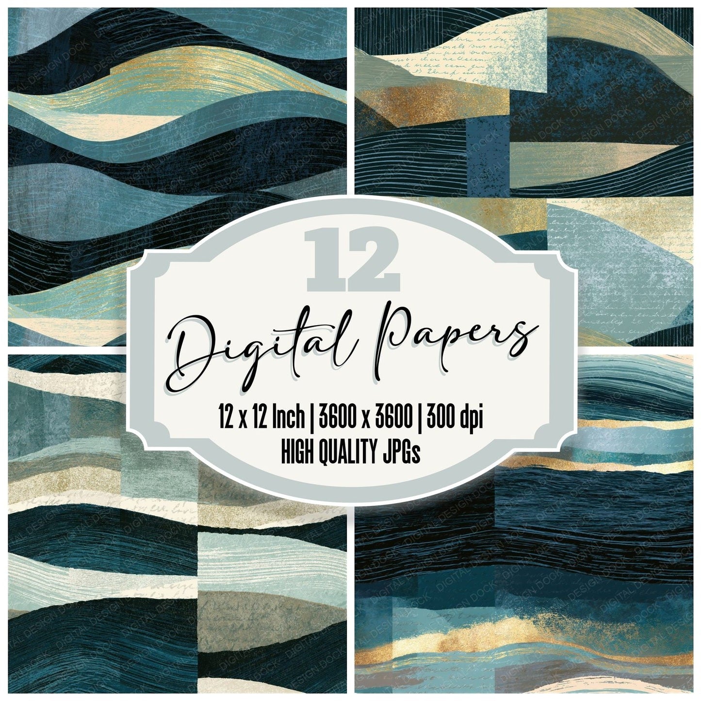 Scratchboard Sea Glass Driftwood Tonal Seamless Digital Paper Pack (DDD014276)