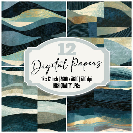 Scratchboard Sea Glass Driftwood Tonal Seamless Digital Paper Pack (DDD014276)