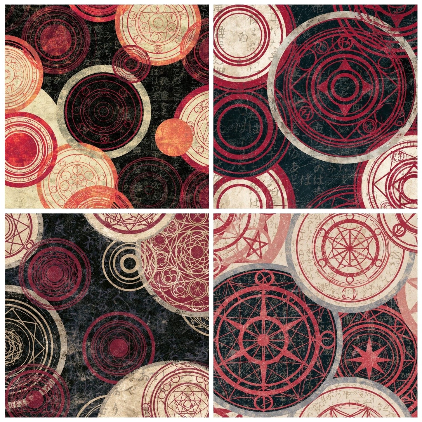 Scratchboard Spell Circles Cherry Ivory Digital Paper Pack (DDD014277)