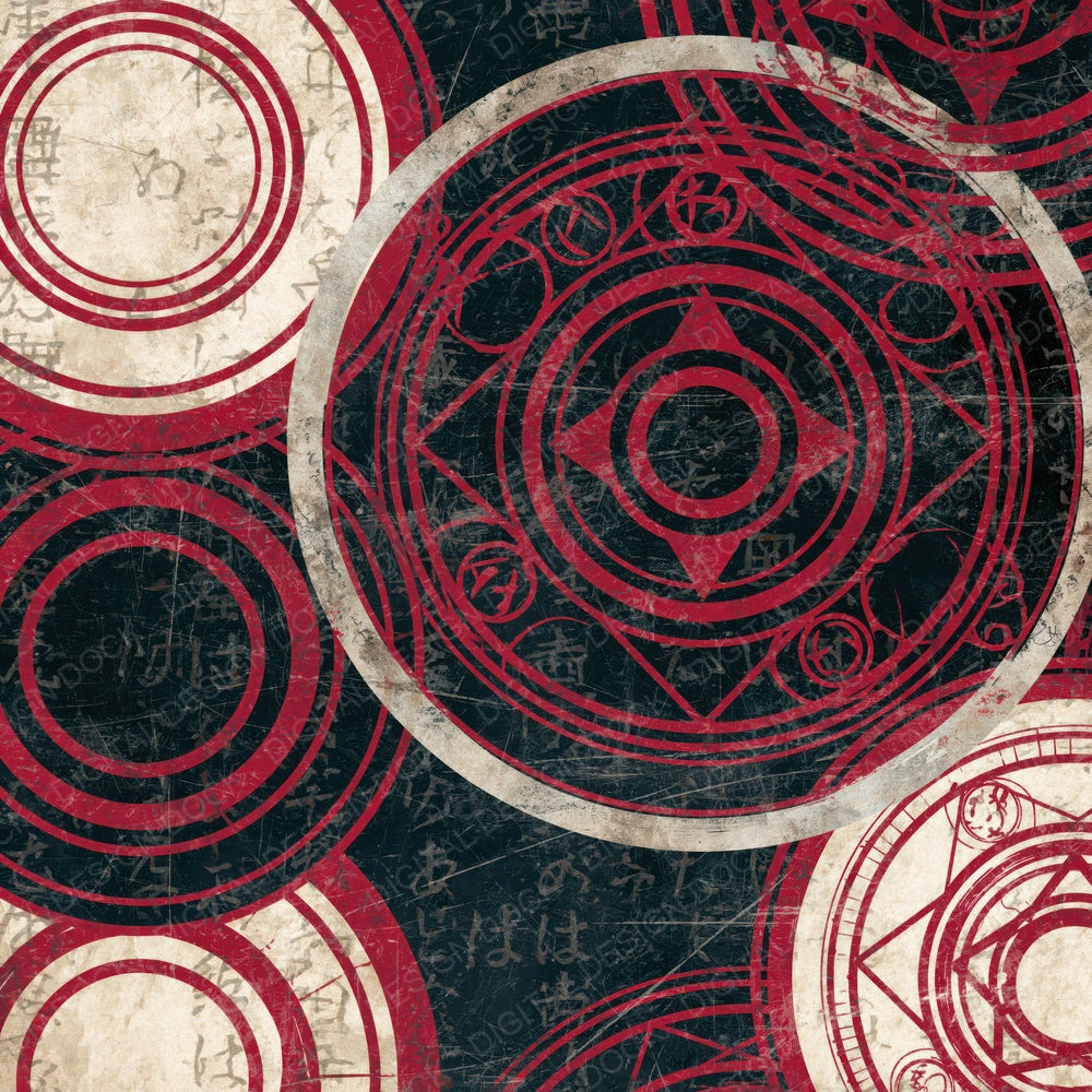 Scratchboard Spell Circles Cherry Ivory Digital Paper Pack (DDD014277)