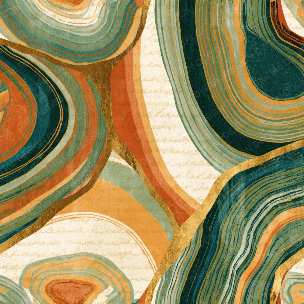 Woodblock Geological Sections Apricot Pistachio Digital Paper Pack (DDD014280)