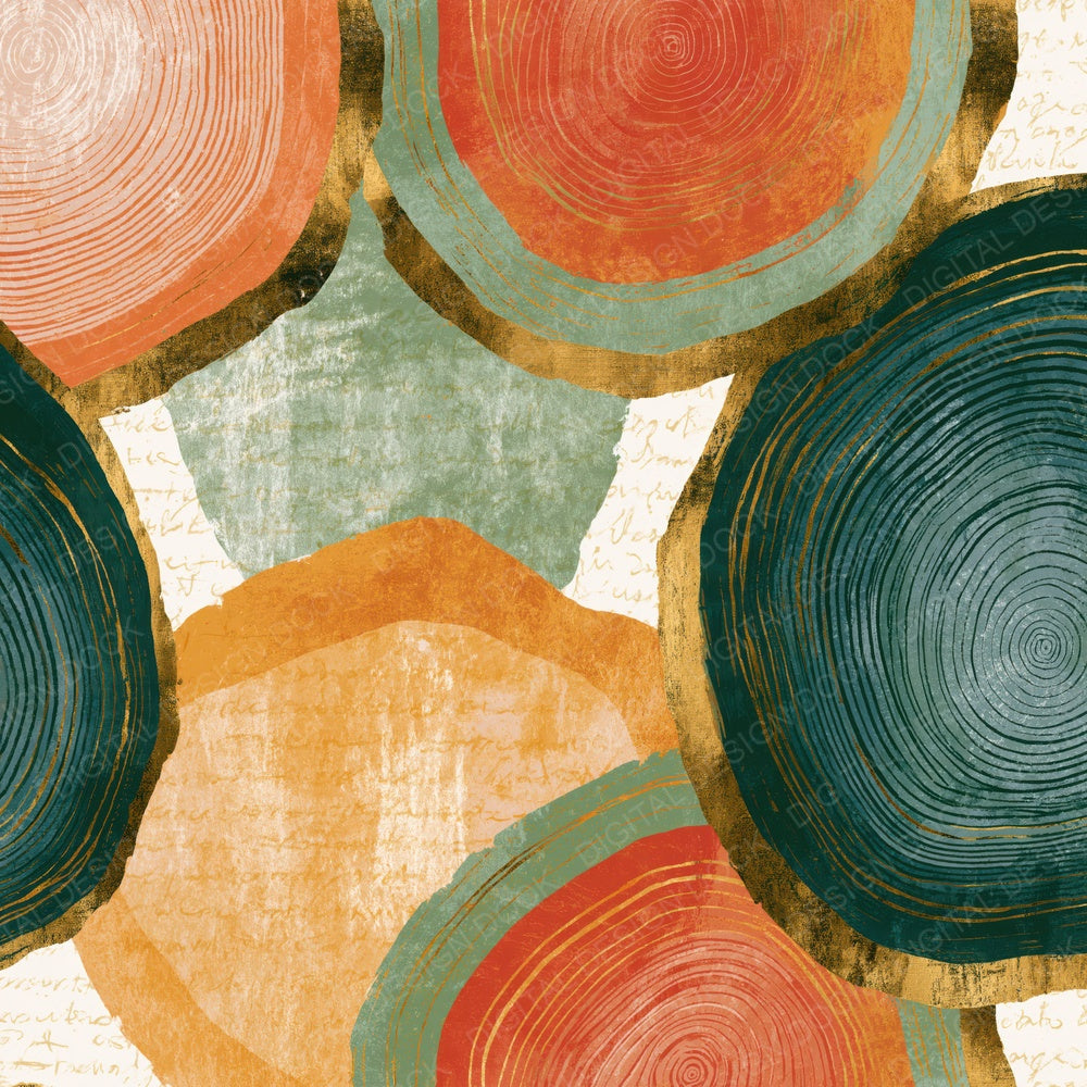 Woodblock Geological Sections Apricot Pistachio Digital Paper Pack (DDD014280)