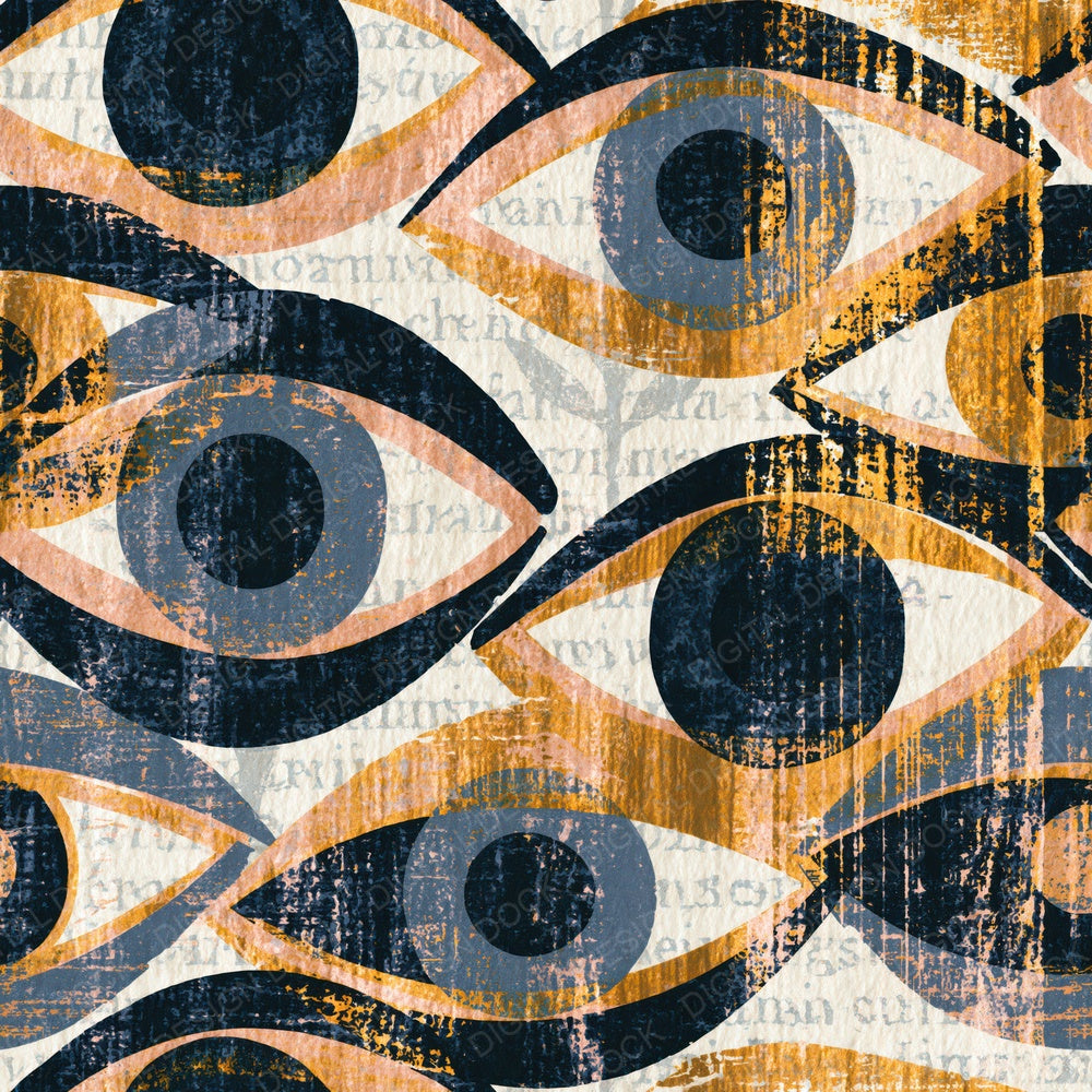 Woodblock Neon Eyes Thunder Grey Brass Digital Paper Pack (DDD014281)