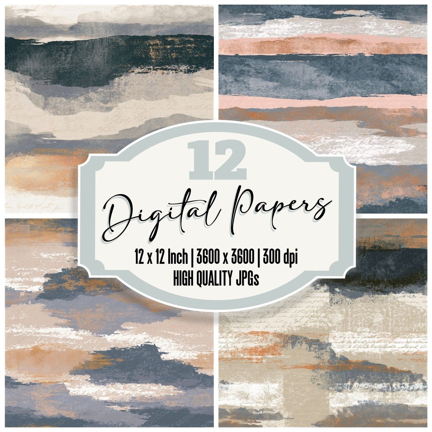 Woodblock Oyster Storm Grey Tonal Seamless Digital Paper Pack (DDD014282)