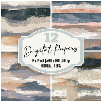 Woodblock Oyster Storm Grey Tonal Seamless Digital Paper Pack (DDD014282)
