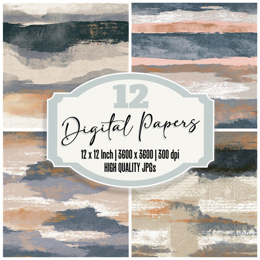 Woodblock Oyster Storm Grey Tonal Seamless Digital Paper Pack (DDD014282)