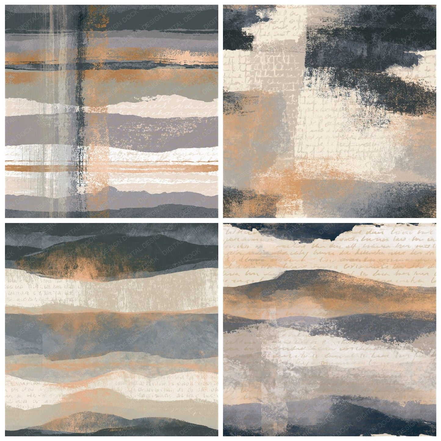 Woodblock Oyster Storm Grey Tonal Seamless Digital Paper Pack (DDD014282)