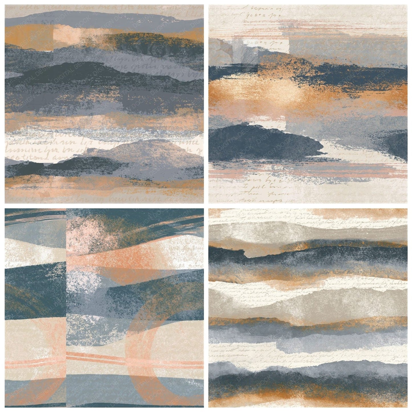 Woodblock Oyster Storm Grey Tonal Seamless Digital Paper Pack (DDD014282)