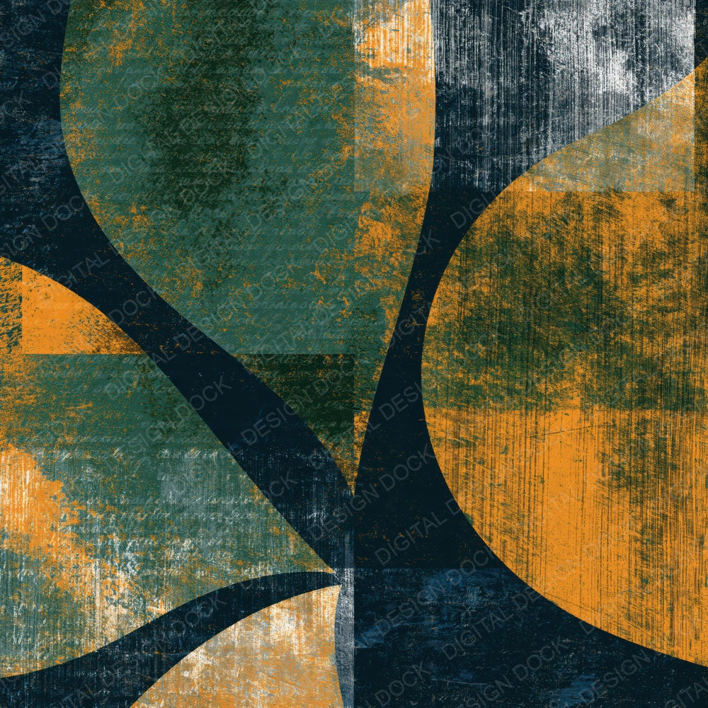 Woodcut Palm Green Ochre Midnight Abstract Digital Paper Pack (DDD014283)