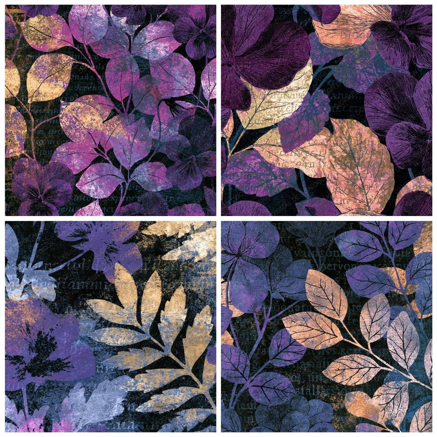 Etching Aubergine Pearl Tonal Digital Paper Pack (DDD014285)