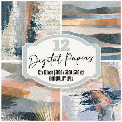 Linocut Stone Bone Dove Tonal Digital Paper Pack (DDD014288)
