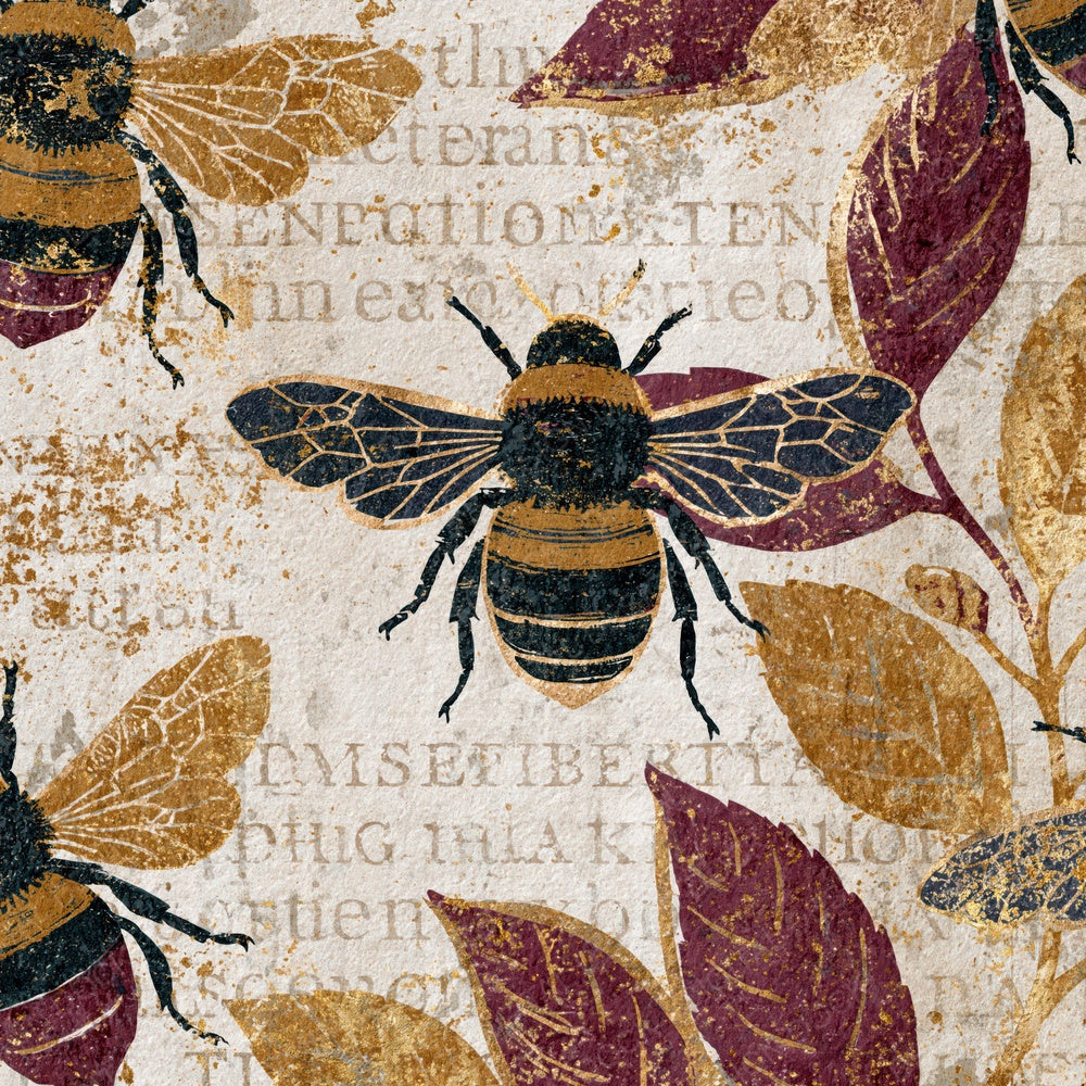 Monoprint Bumblebees Cinnamon Burgundy Digital Paper Pack (DDD014290)
