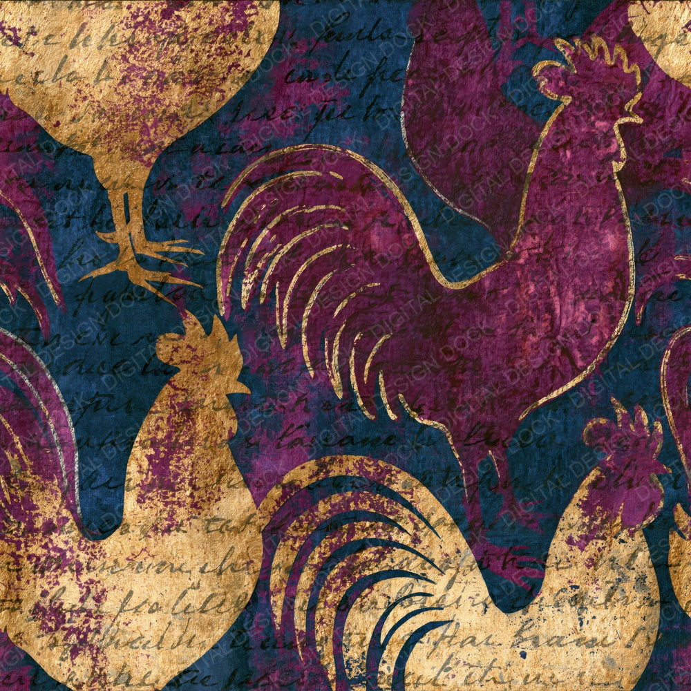 Monoprint Rooster Weather Vane Aubergine Digital Paper Pack (DDD014292)