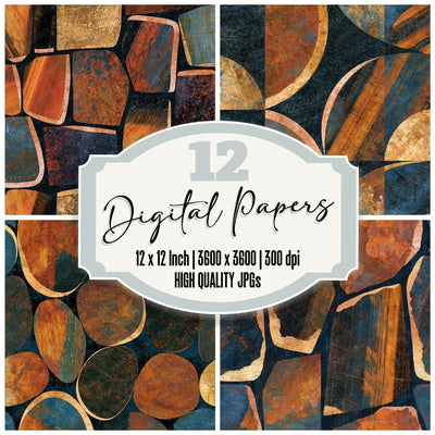 Scratchboard Tigers Eye Copper Rust Digital Paper Pack (DDD014294)