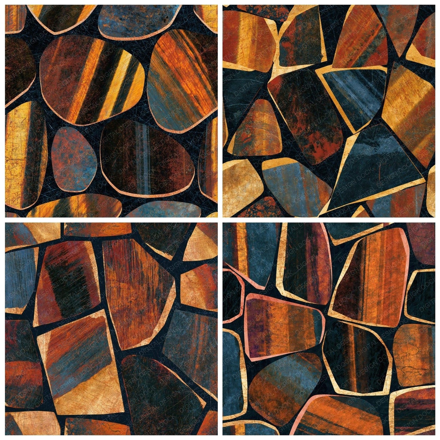 Scratchboard Tigers Eye Copper Rust Digital Paper Pack (DDD014294)