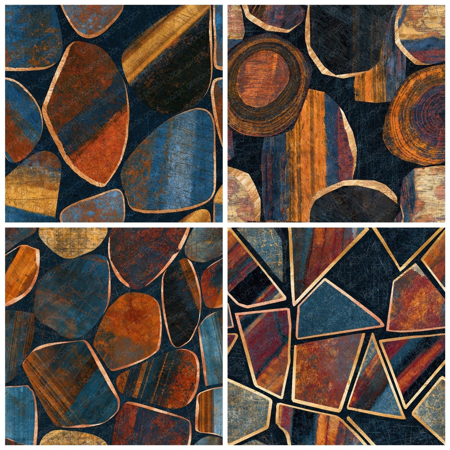 Scratchboard Tigers Eye Copper Rust Digital Paper Pack (DDD014294)