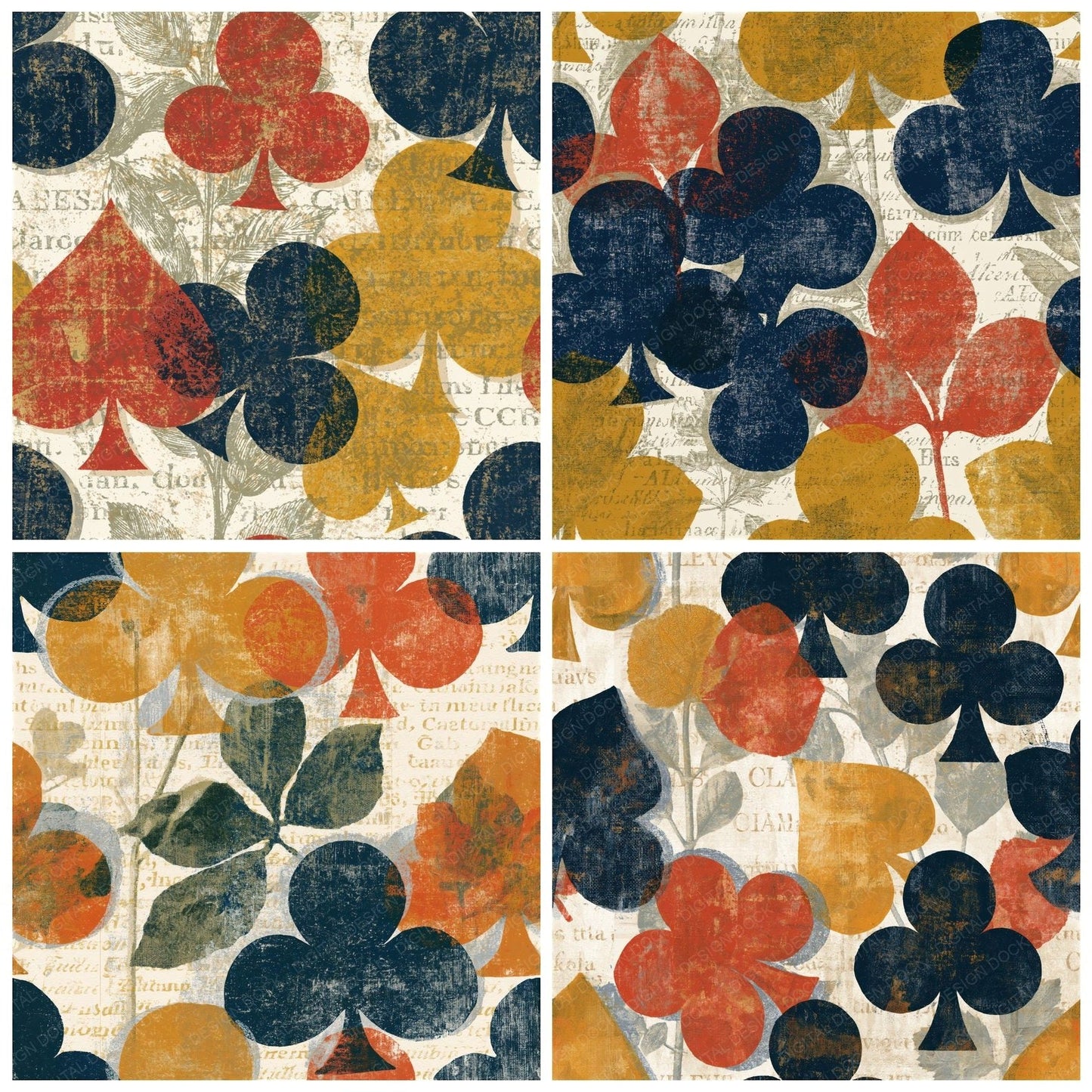 Screenprint Clubs Mustard Navy Seamless Digital Paper Pack (DDD014295)