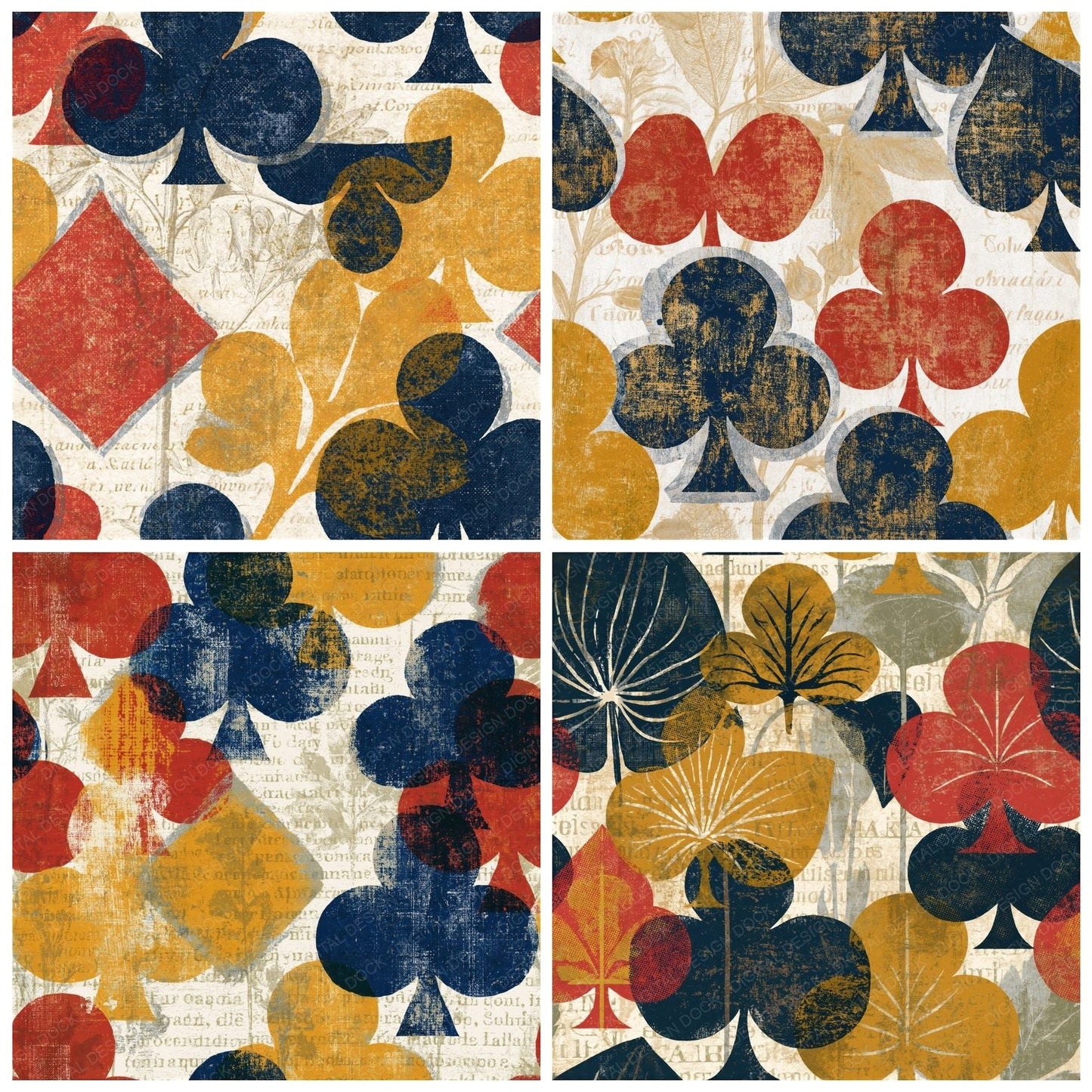 Screenprint Clubs Mustard Navy Seamless Digital Paper Pack (DDD014295)
