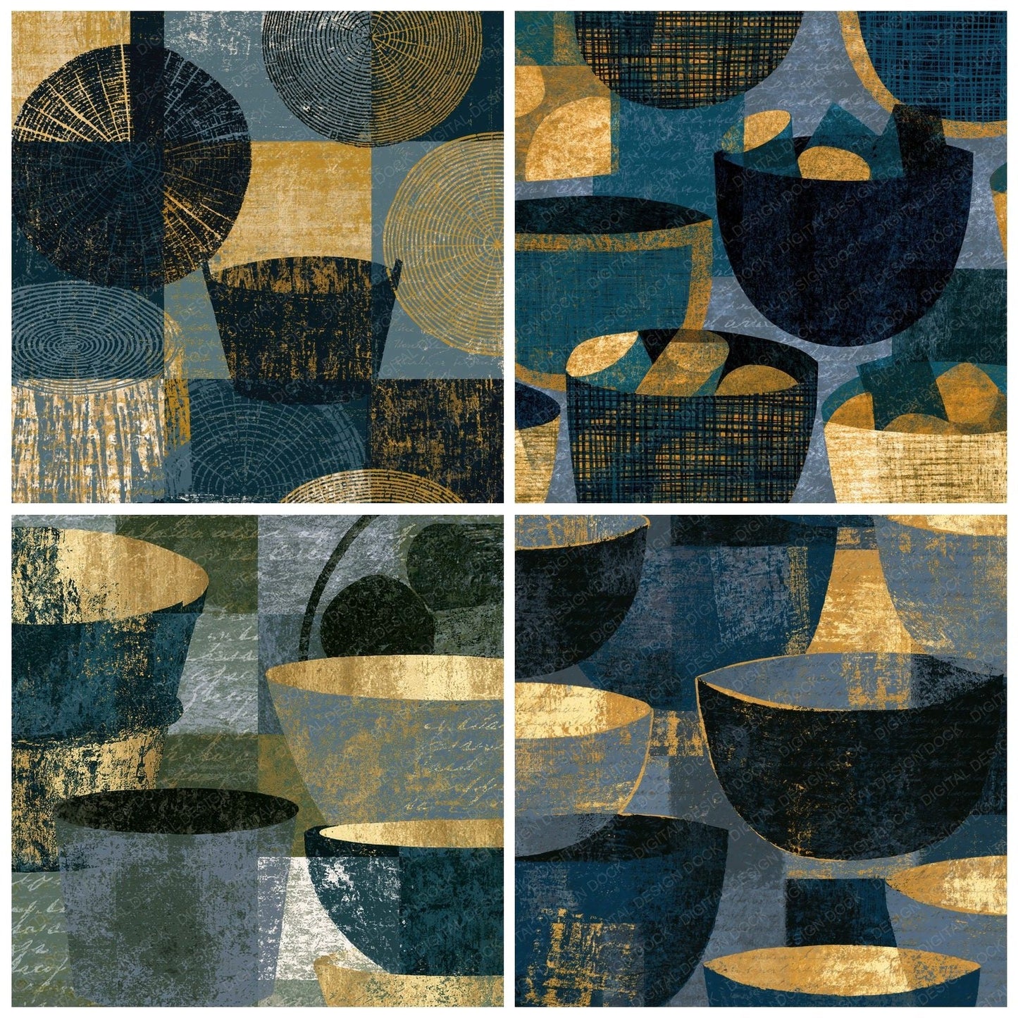 Screenprint Log Baskets Slate Pewter Digital Paper Pack (DDD014297)