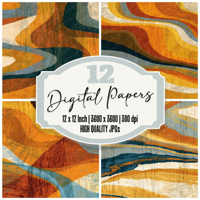 Woodcut Amber Butter Toast Texture Digital Paper Pack (DDD014299)