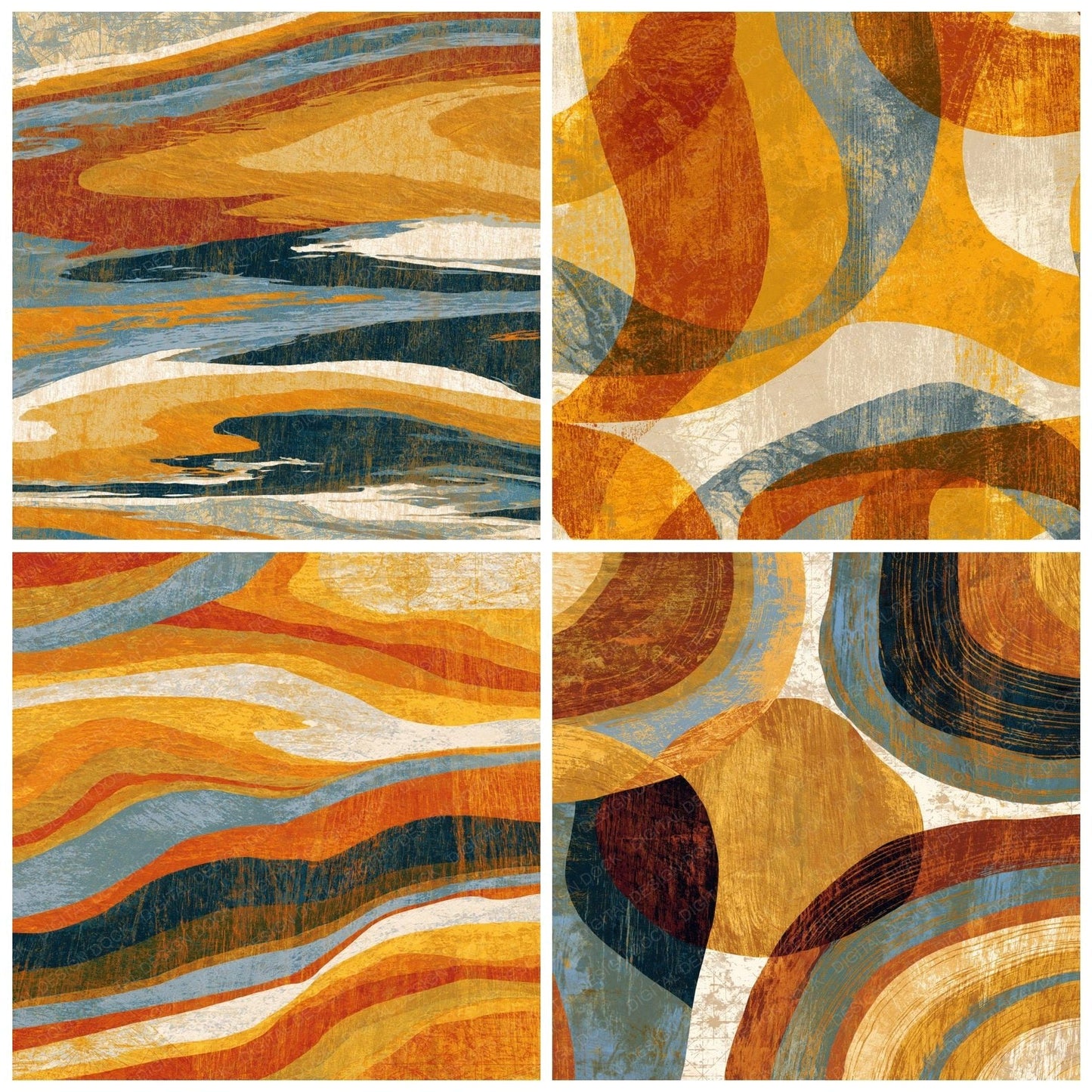 Woodcut Amber Butter Toast Texture Digital Paper Pack (DDD014299)