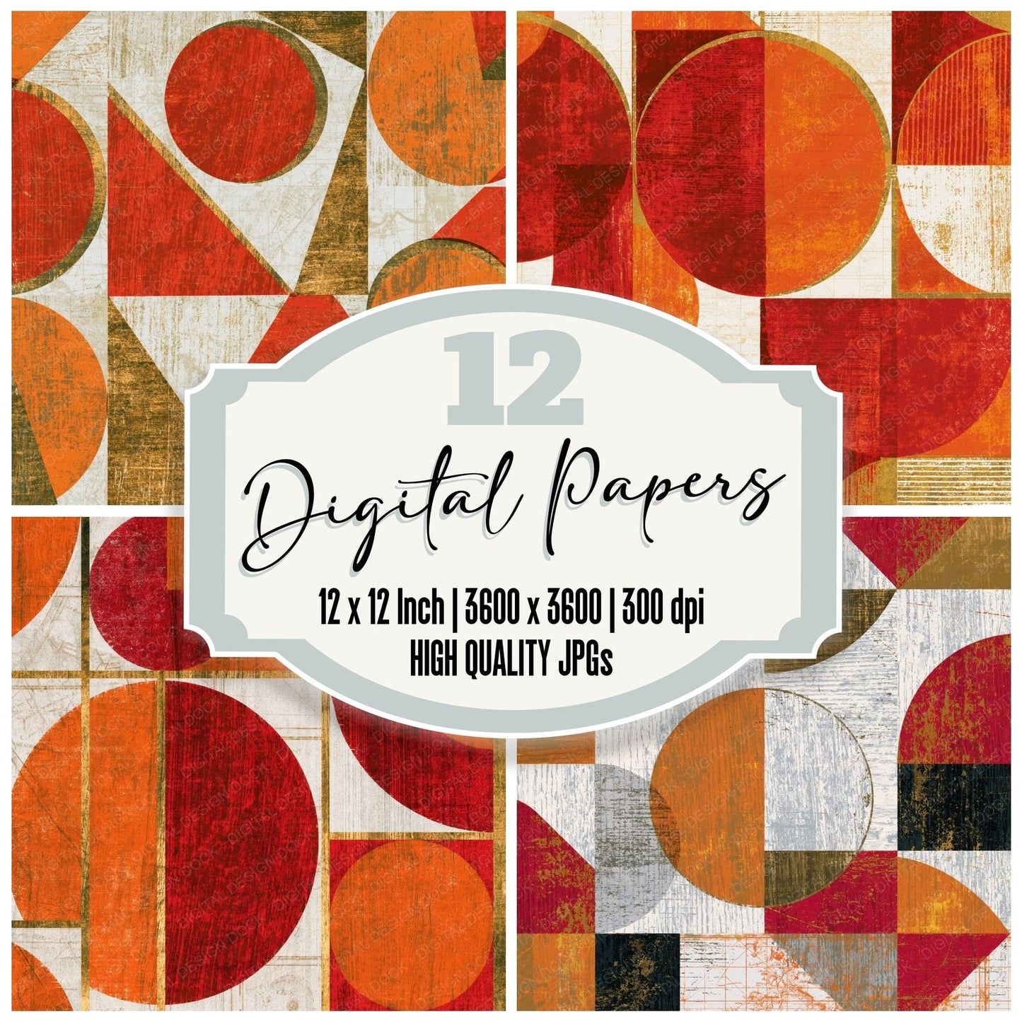 Woodcut Memphis Cherry Orange Digital Paper Pack (DDD014300)