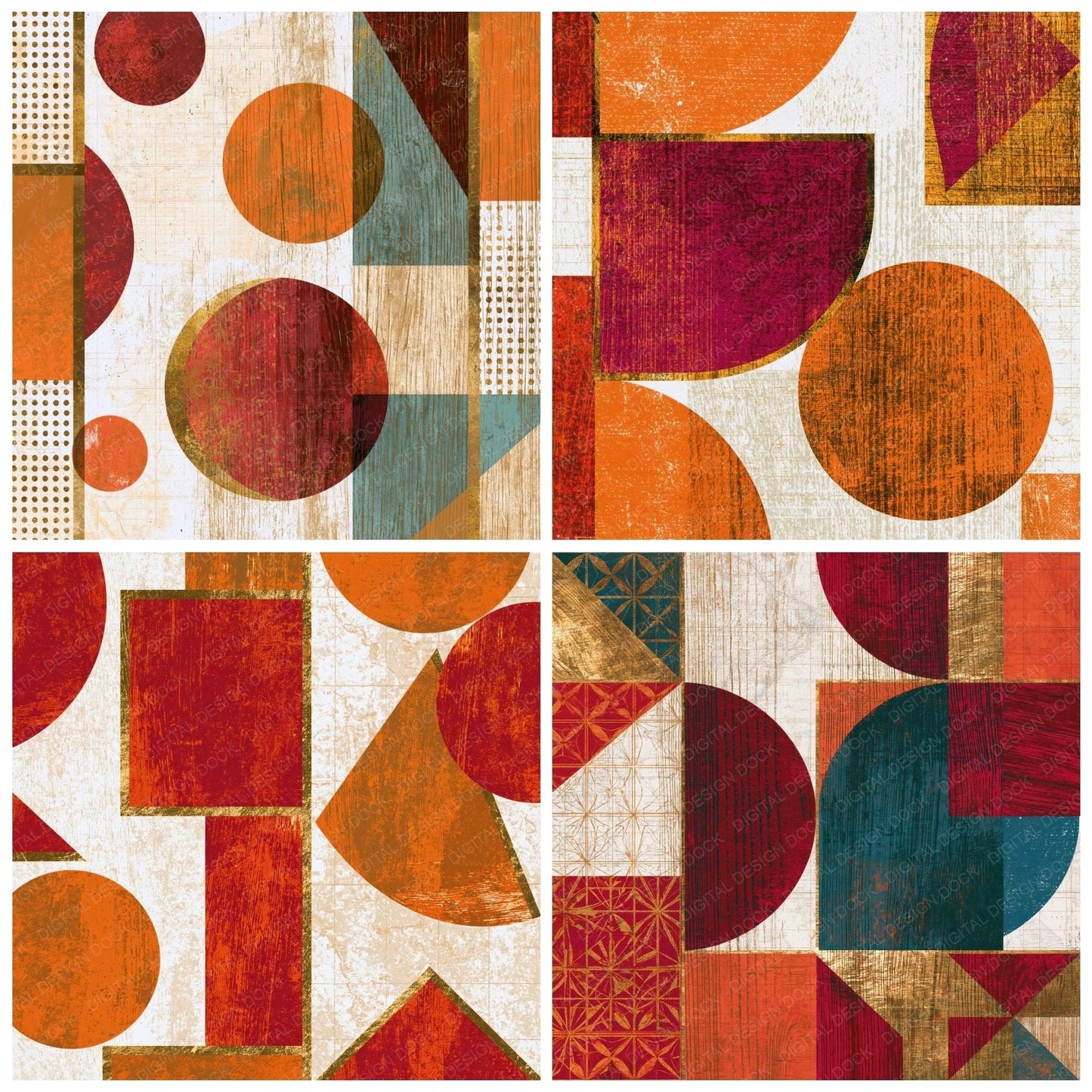 Woodcut Memphis Cherry Orange Digital Paper Pack (DDD014300)