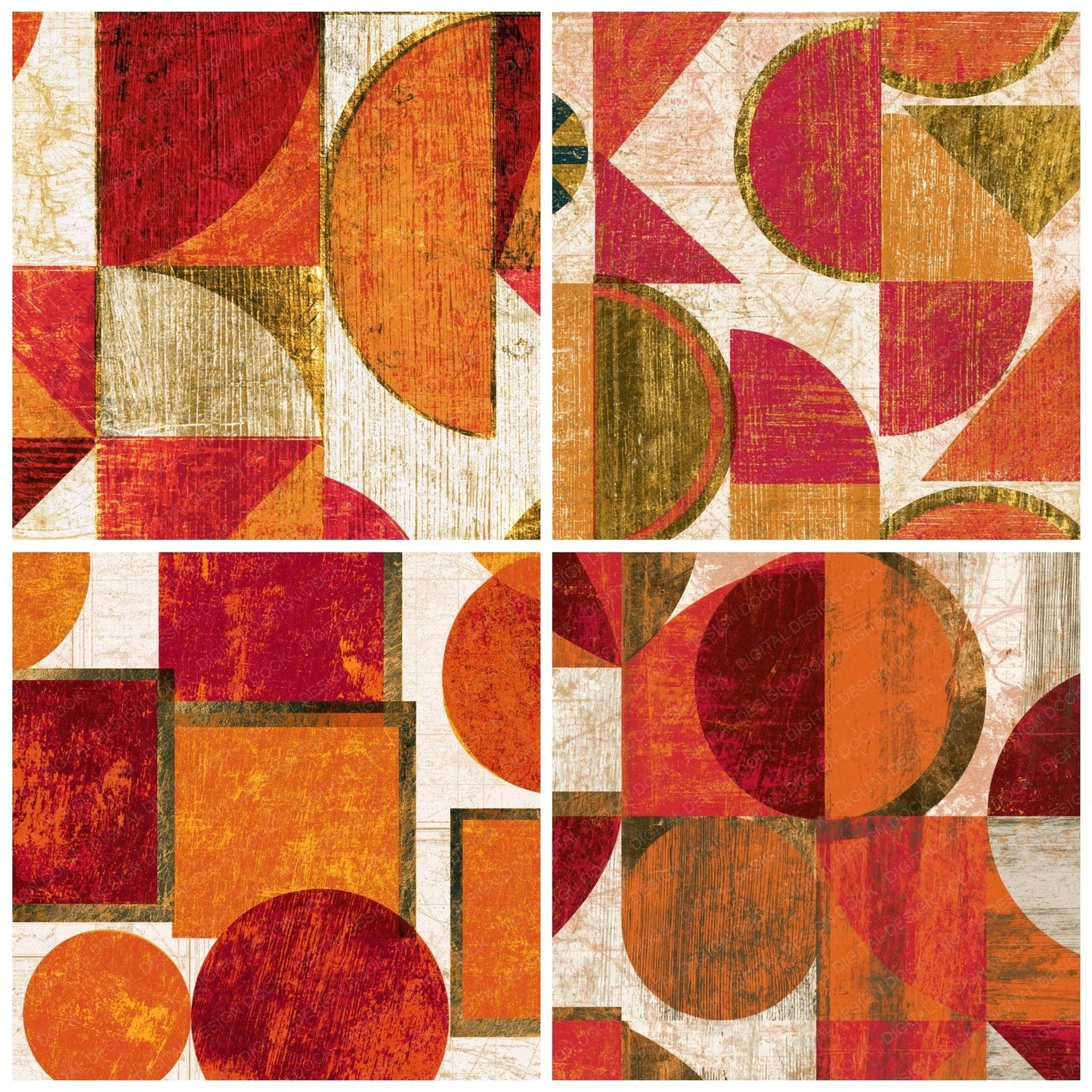 Woodcut Memphis Cherry Orange Digital Paper Pack (DDD014300)