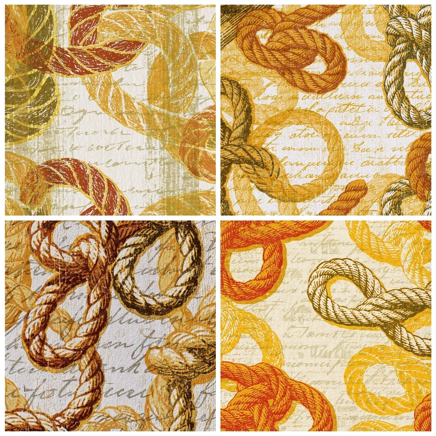 Woodcut Rope Knots Honey Mustard Digital Paper Pack (DDD014302)