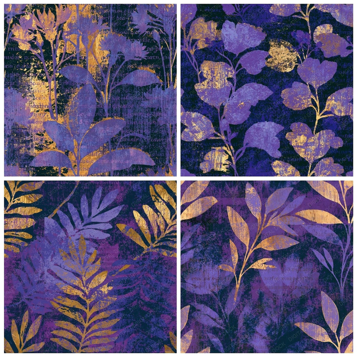 Woodcut Runway Silhouettes Lavender Seamless Digital Paper Pack (DDD014303)