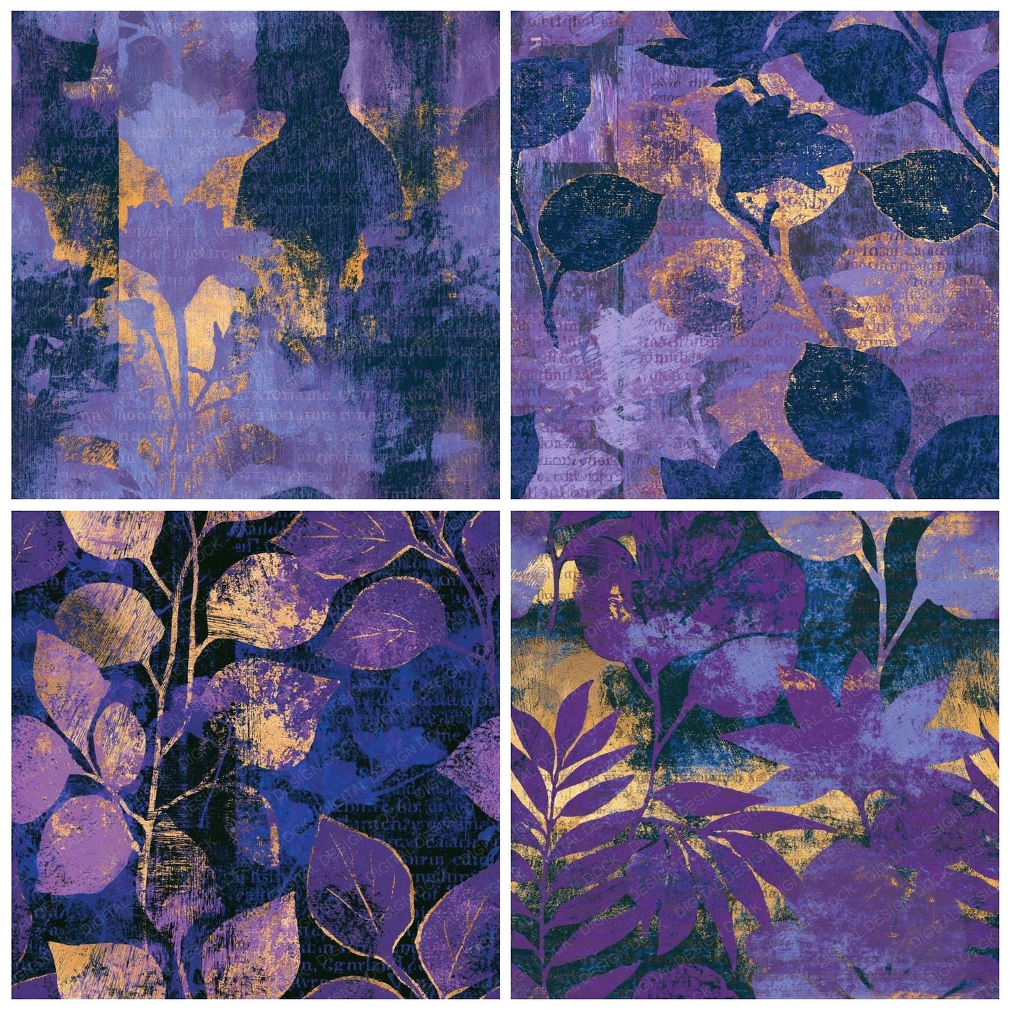Woodcut Runway Silhouettes Lavender Seamless Digital Paper Pack (DDD014303)